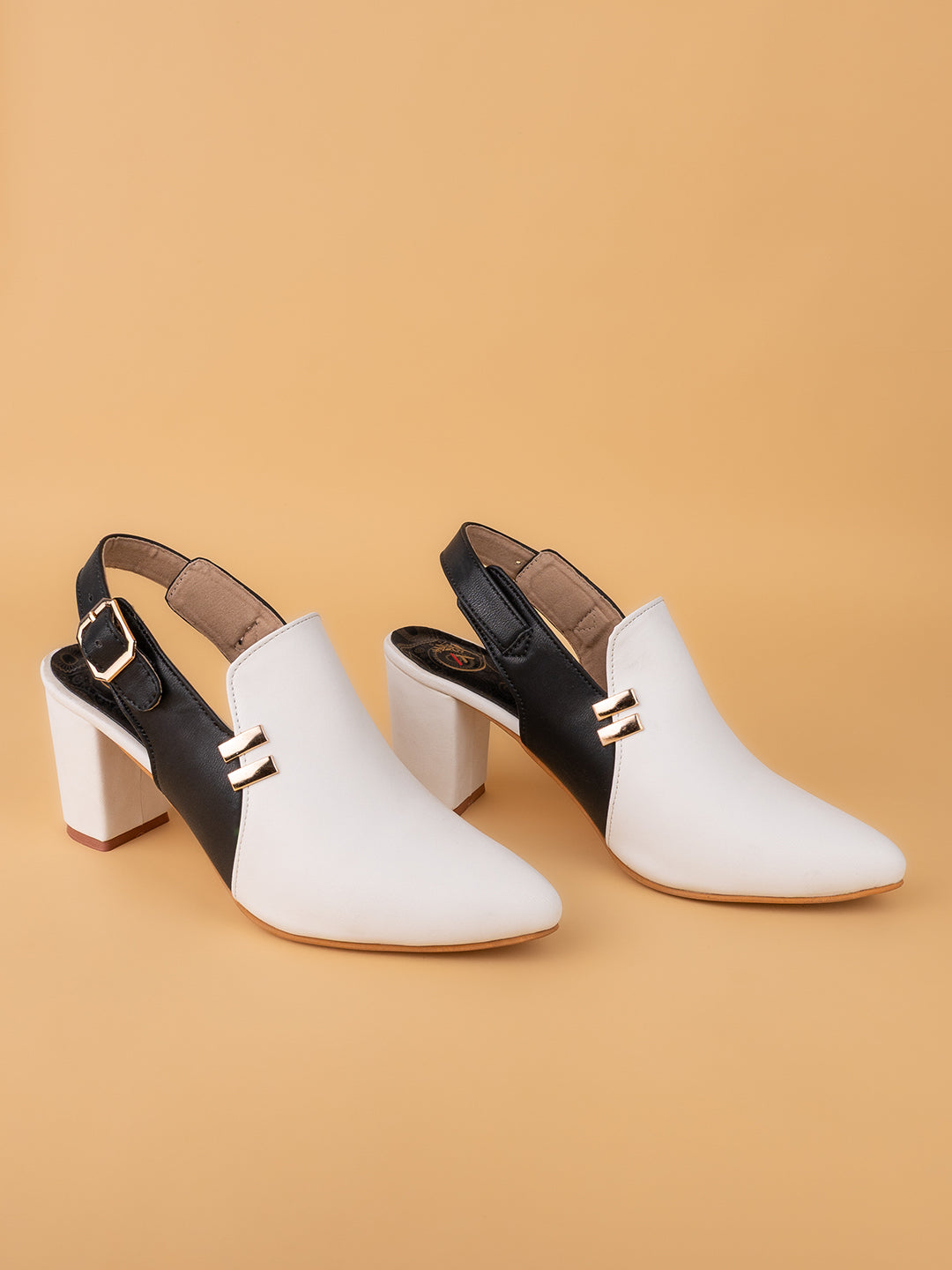 Alberto Torresi Women Black &amp; Maroon Slingback Block Heels