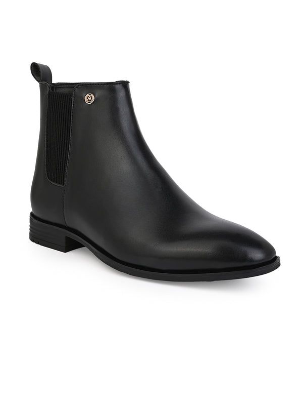 Falco Black Leather Chelsea Boots for Men