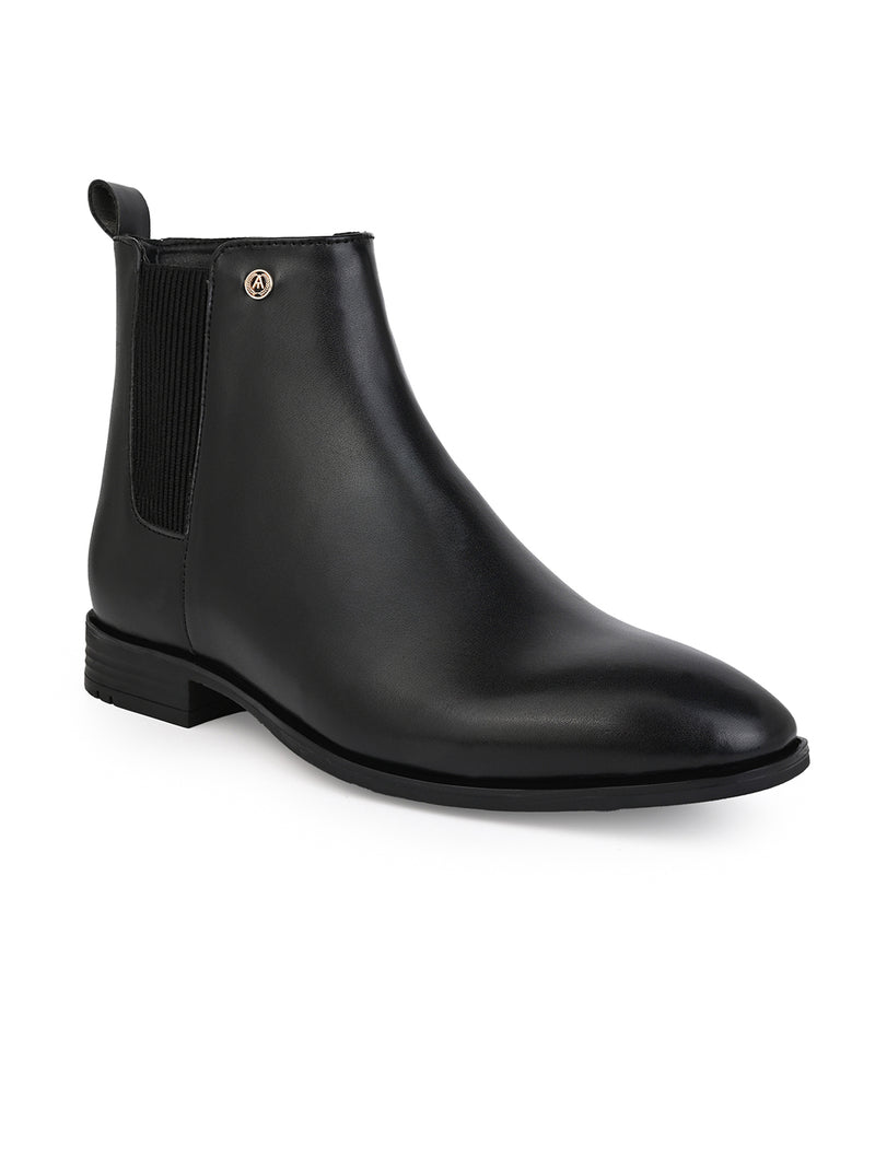 Falco Black Leather Chelsea Boots for Men