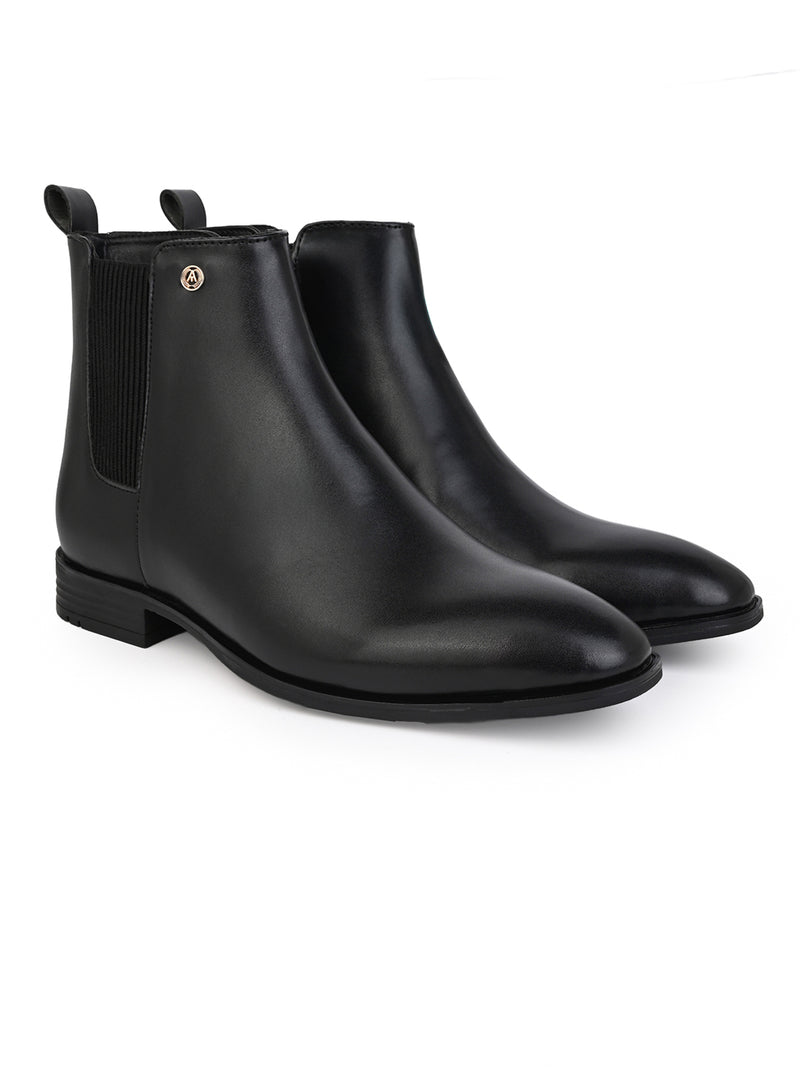Falco Black Leather Chelsea Boots for Men