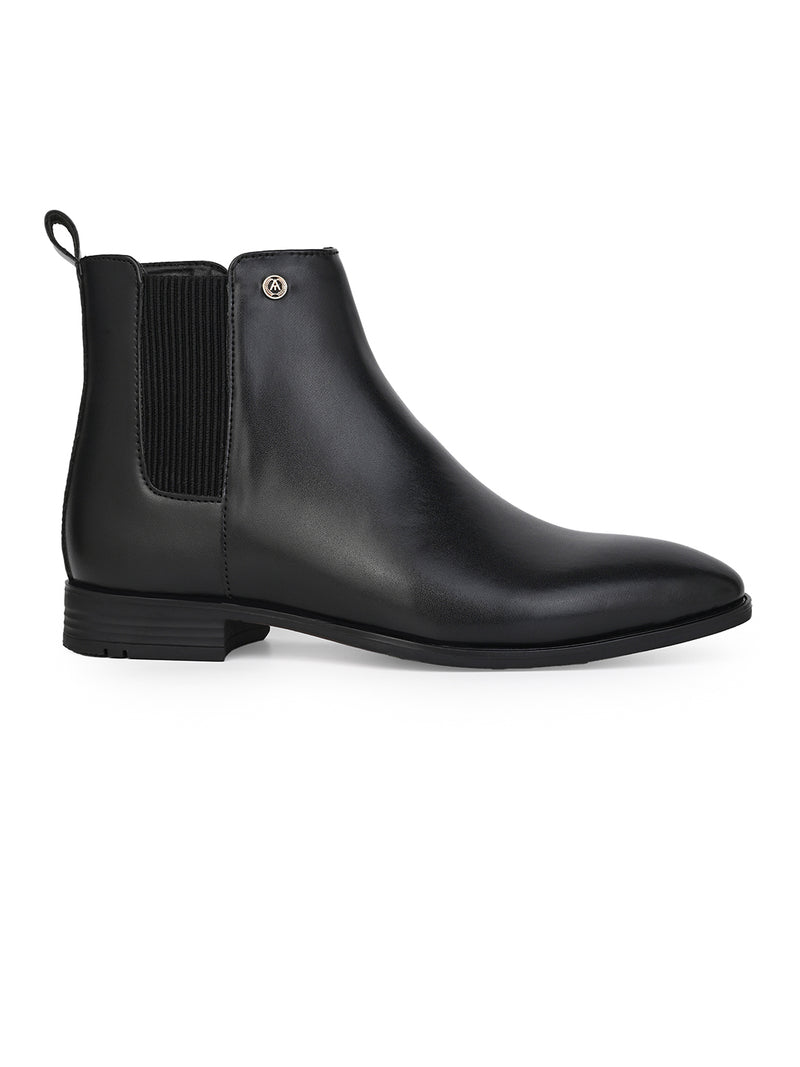 Falco Black Leather Chelsea Boots for Men
