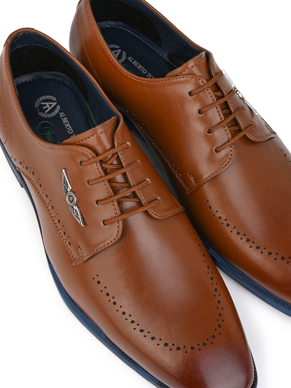 Alberto Torresi Hungary Series 607 Branded Sole Tan Formal Shoes