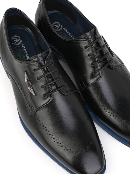 Alberto Torresi Hungary Series 607 Branded Sole Black Formal Shoes