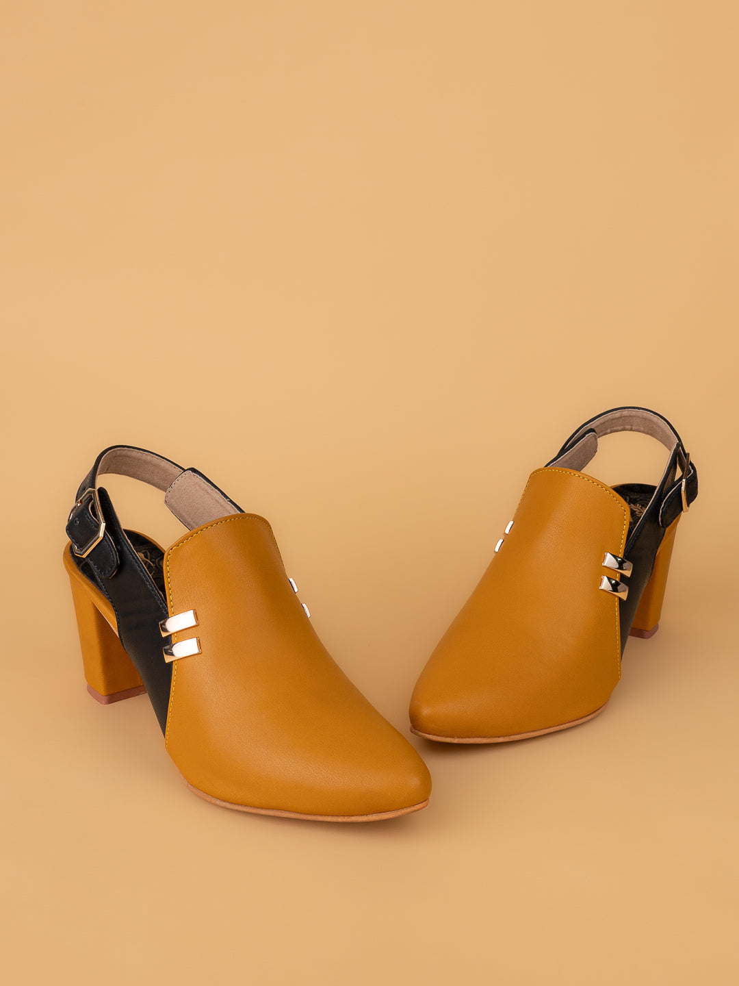 Alberto Torresi Women’s Tan &amp; Black Slingback Block Heels
