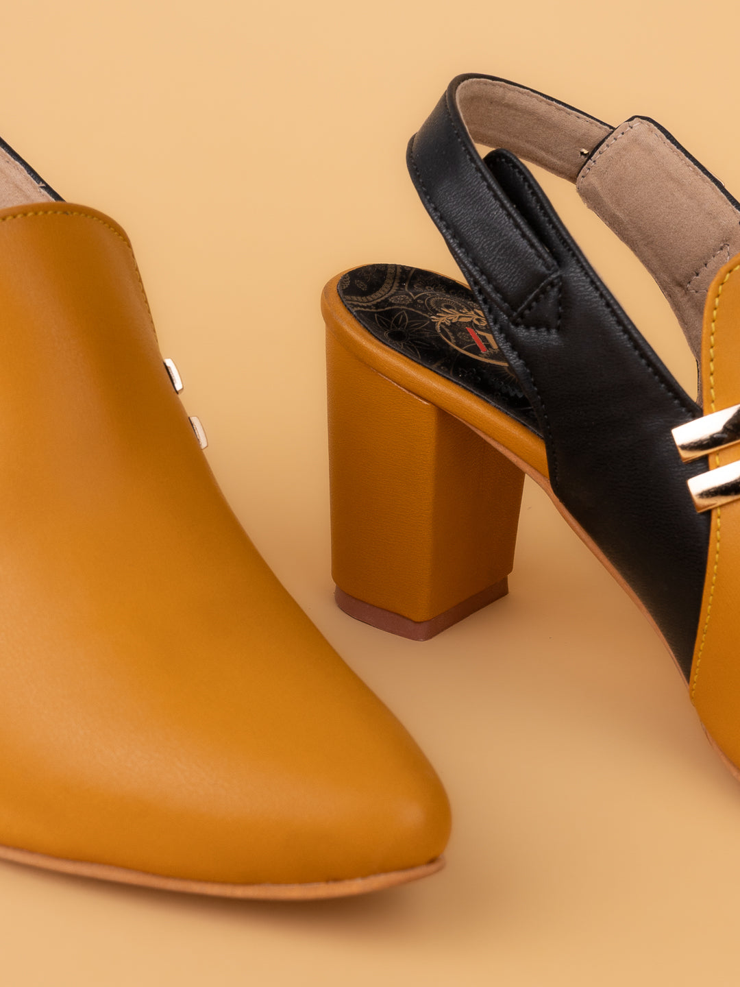 Alberto Torresi Women’s Tan &amp; Black Slingback Block Heels