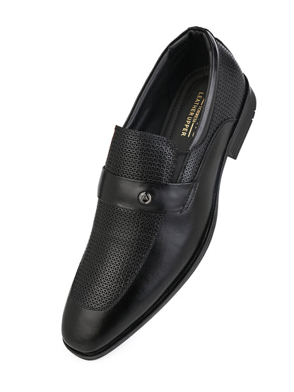Alberto Torresi Genuine Leather Black Slipon Formal Shoes For Men
