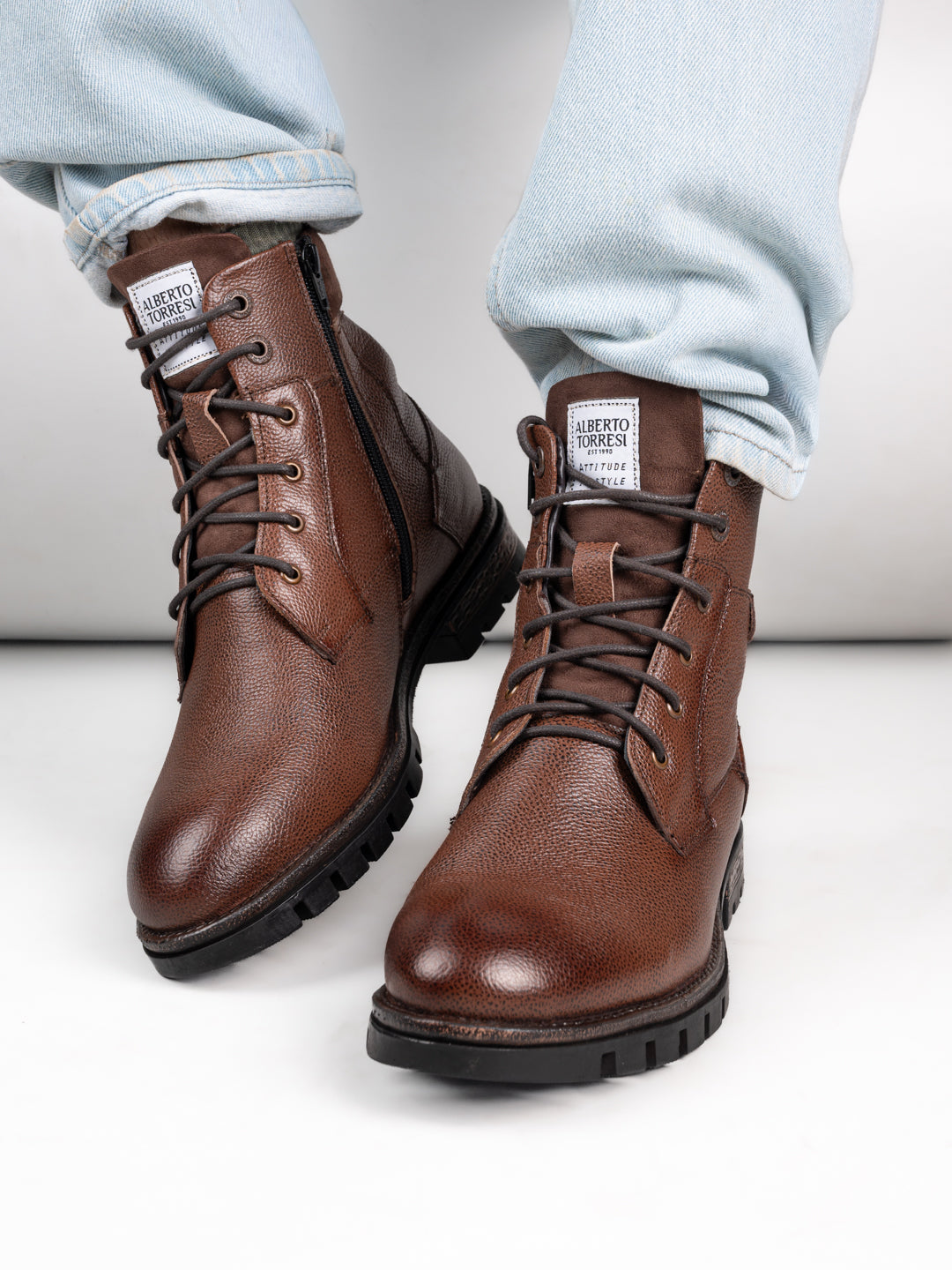 Alberto Torresi Headon Series Devl557 Mild Leather Long Lace Up Boots