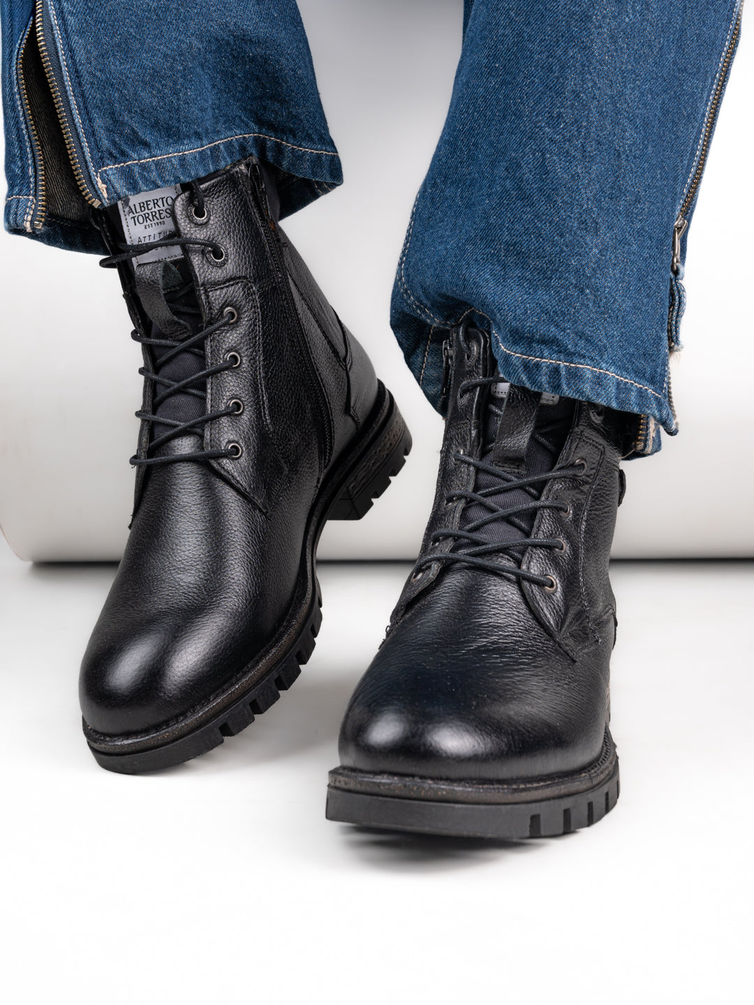 Alberto Torresi Headon Series Devl557 Mild Leather Long Lace Up Boots