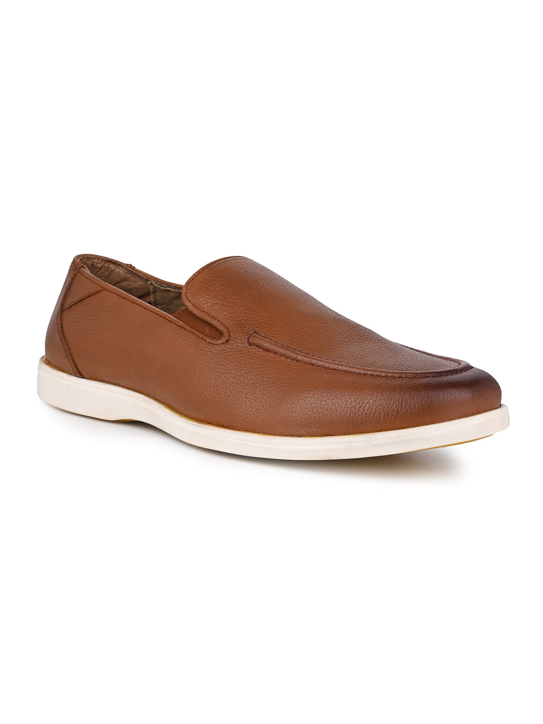 Brio Tan Milled Leather Casual Loafers for Men - Slip-On Shoes for Casual &amp; Everyday Wear