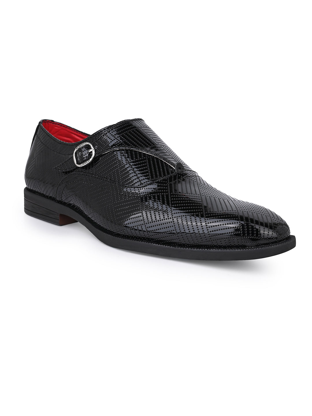 Alberto Torresi Black Patent Synthetic Monk Shoes