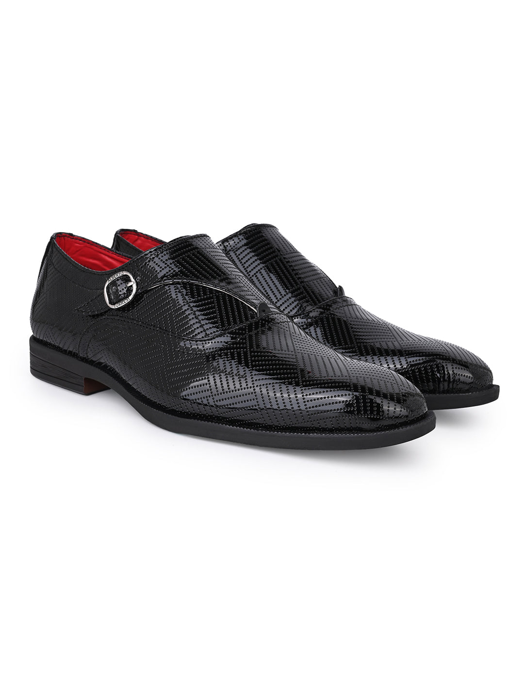 Alberto Torresi Black Patent Synthetic Monk Shoes