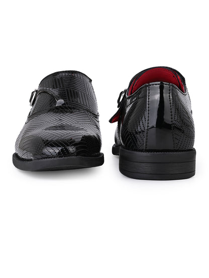 Alberto Torresi Black Patent Synthetic Monk Shoes