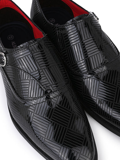 Alberto Torresi Black Patent Synthetic Monk Shoes
