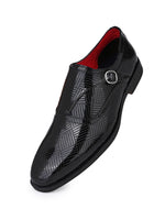 Lucente Black Patent Monk Strap Shoes for Men - Dress Shoes for Office & Party Wear