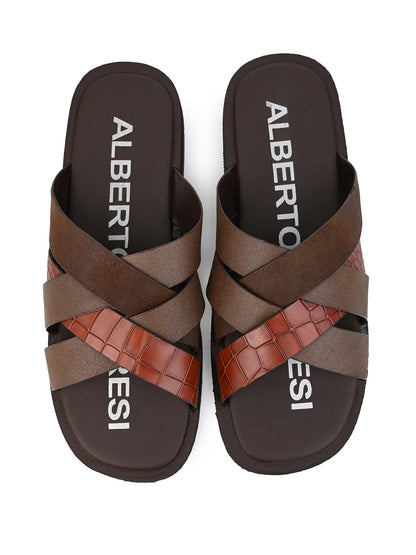 Alberto Torresi 272 Trendy Non Stitched Strap Leather Slippers