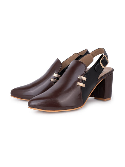 Alberto Torresi Women’s Brown &amp; Black Slingback Block Heels