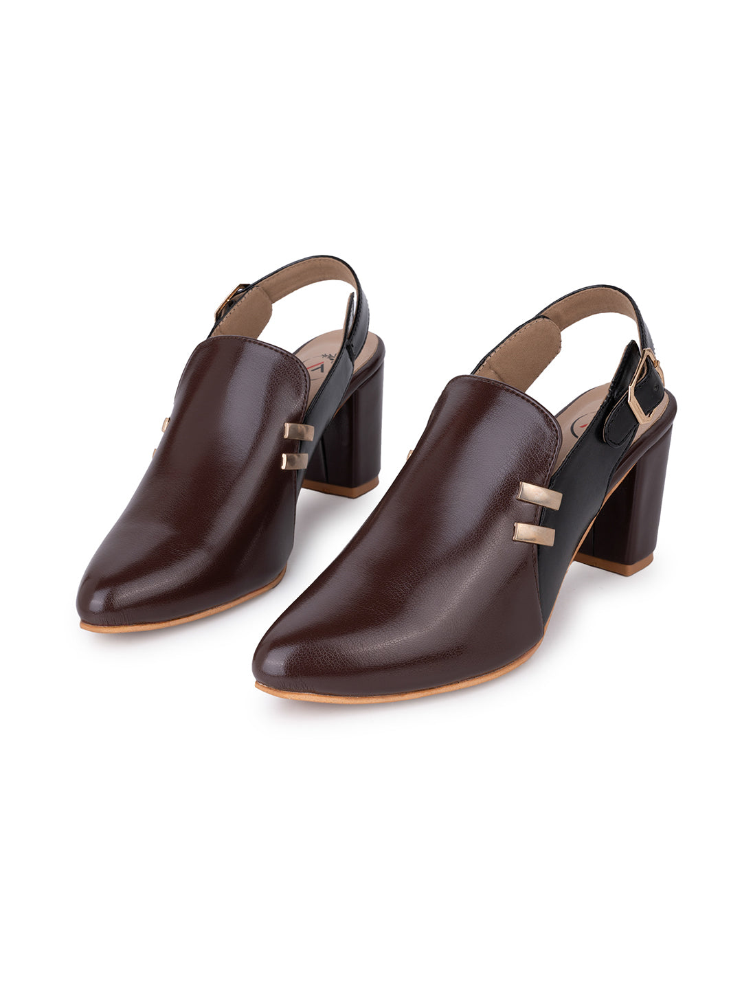 Alberto Torresi Women’s Brown &amp; Black Slingback Block Heels