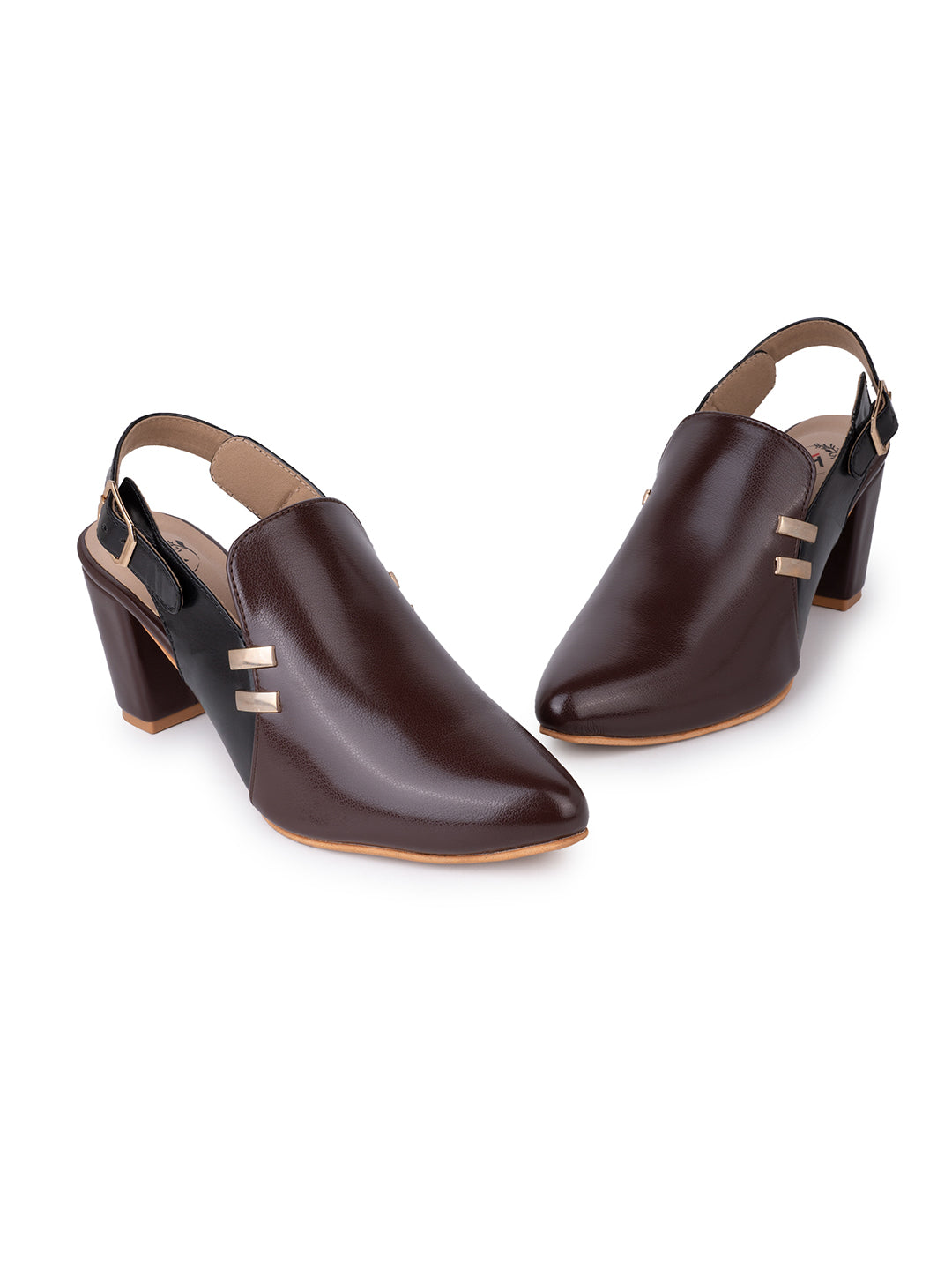 Alberto Torresi Women’s Brown &amp; Black Slingback Block Heels