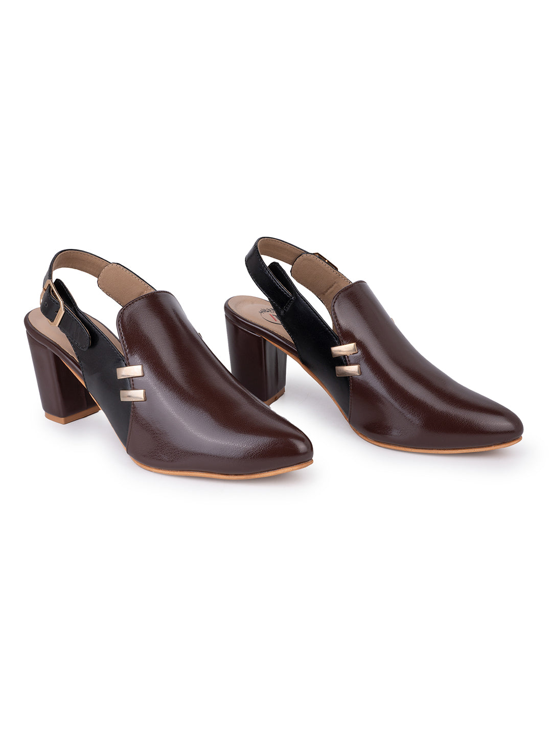Alberto Torresi Women’s Brown &amp; Black Slingback Block Heels