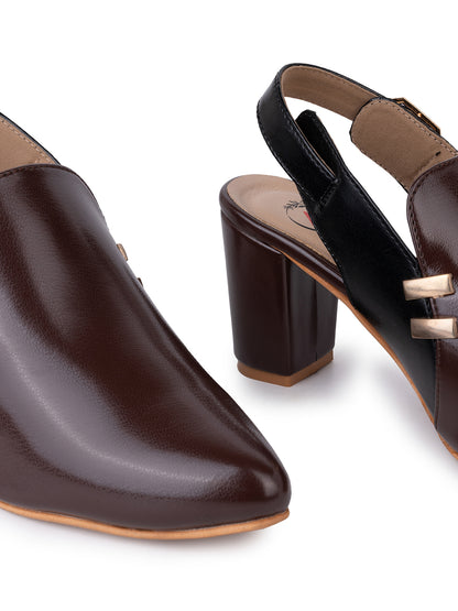 Alberto Torresi Women’s Brown &amp; Black Slingback Block Heels