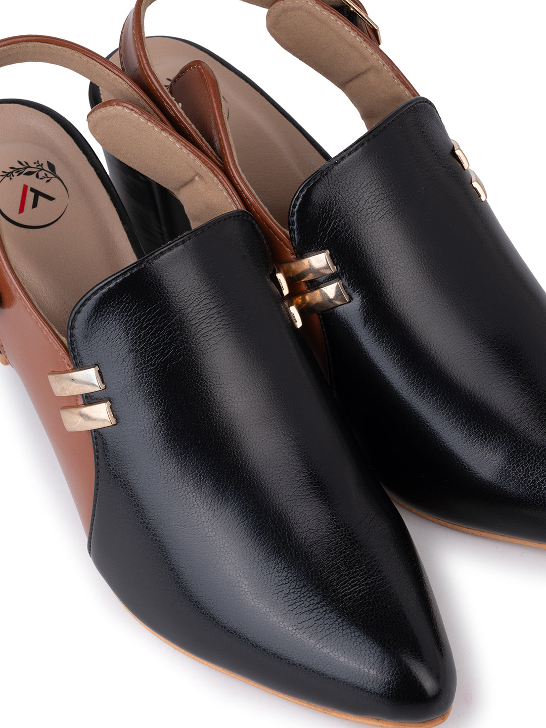 Alberto Torresi Women Black &amp; Maroon Slingback Block Heels