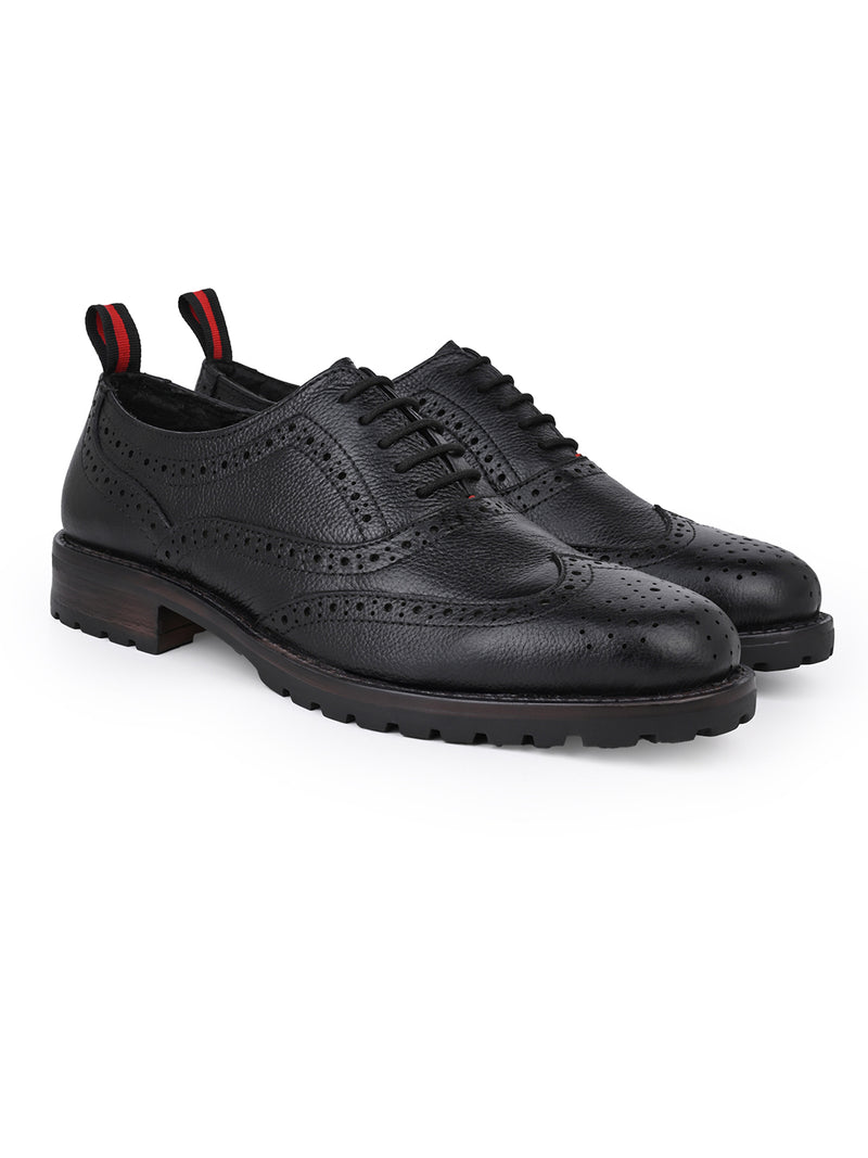 Alberto Torresi Latest  Black Brogue Shoes With Padded Insole