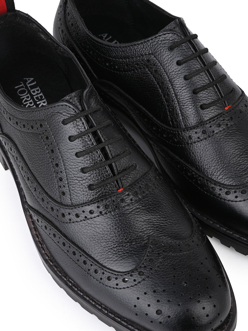 Alberto Torresi Latest  Black Brogue Shoes With Padded Insole