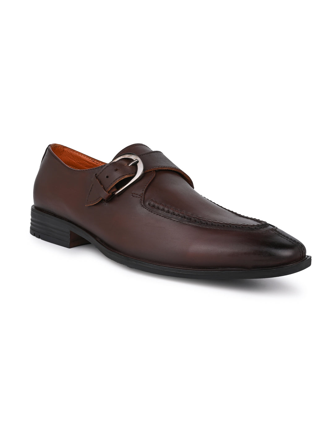 Alberto Torresi Genuine Leather Monk Shoes Dark Brown