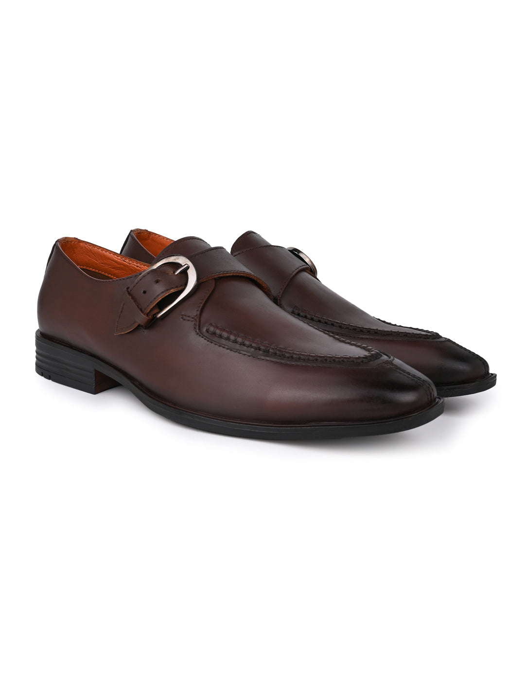 Alberto Torresi Genuine Leather Monk Shoes Dark Brown