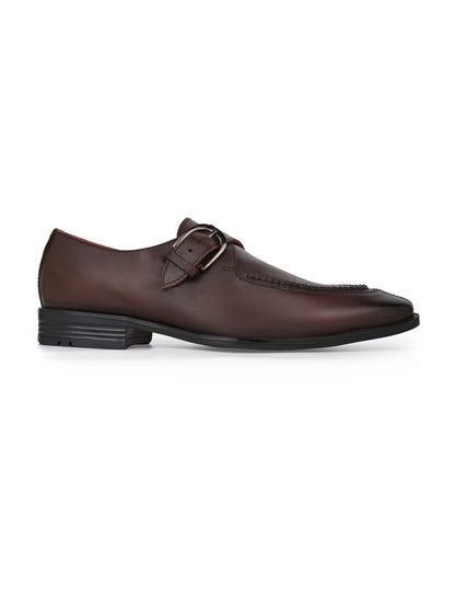 Alberto Torresi Genuine Leather Monk Shoes Dark Brown