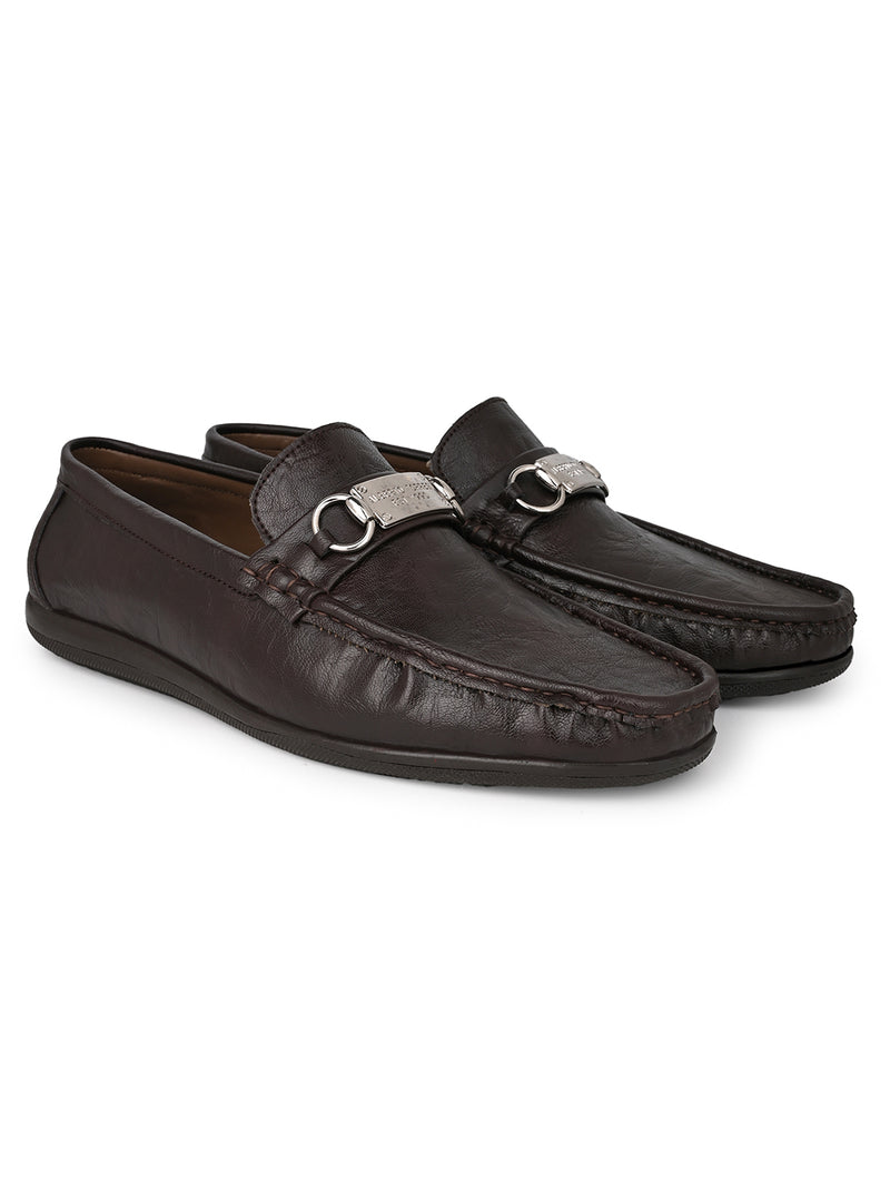 Andante Brown Loafers for Men - Slip-On Shoes for Casual & Everyday Wear