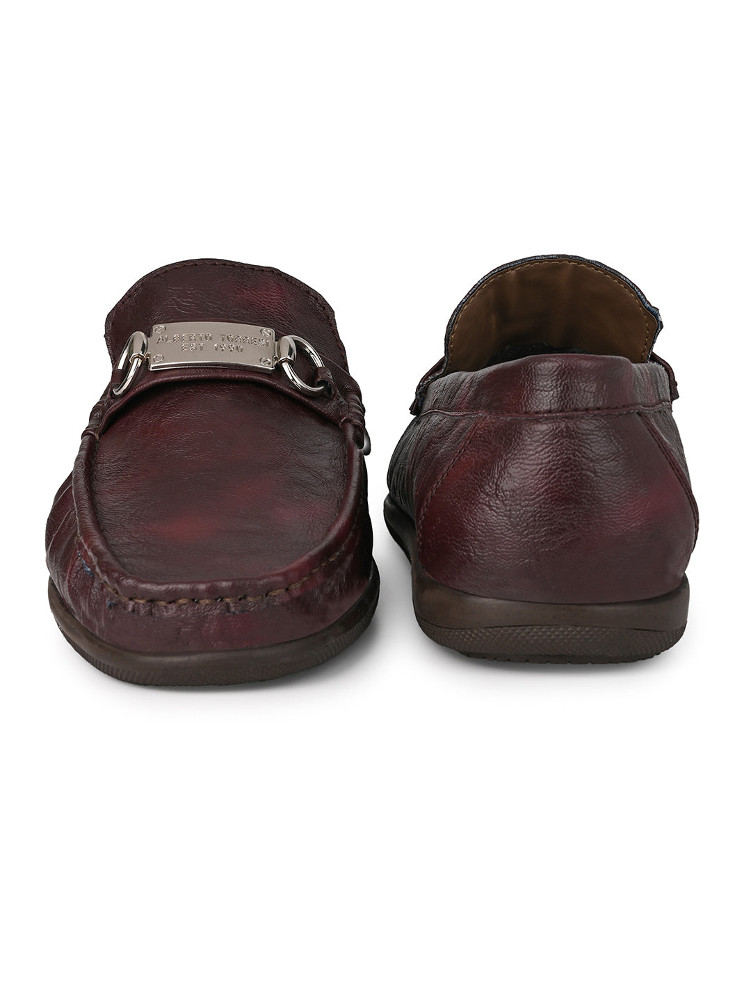 Alberto Torresi Twisty Series 531 Full Flex Rubber Sole Slip In Bordo Casual Loafers