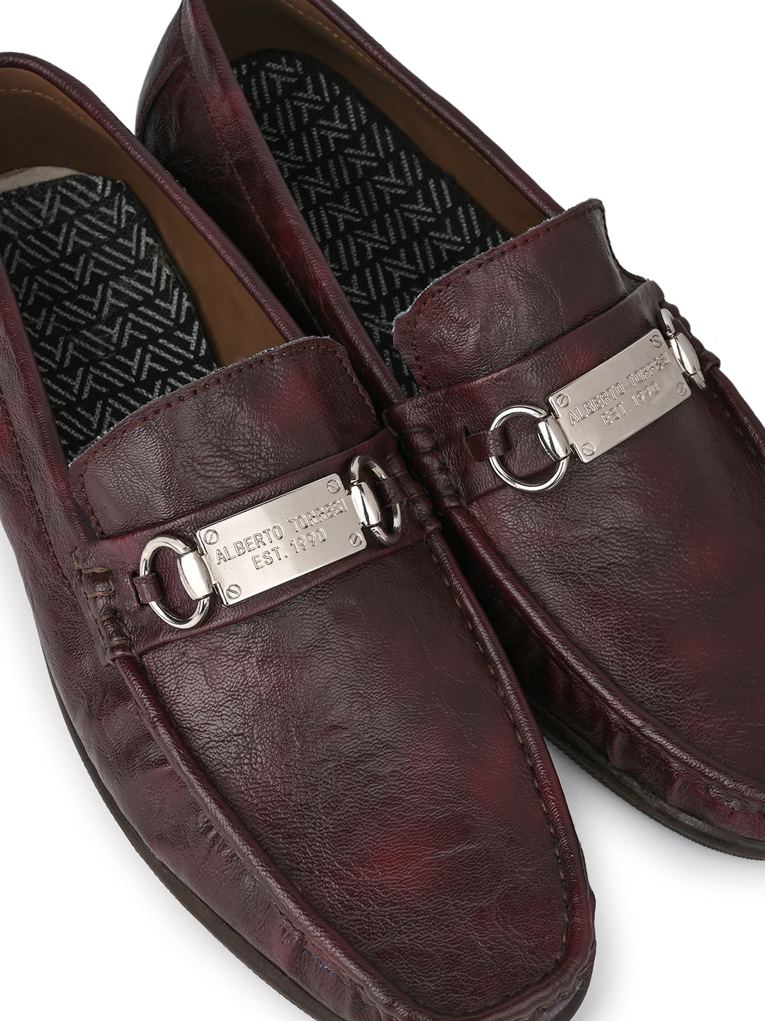 Alberto Torresi Twisty Series 531 Full Flex Rubber Sole Slip In Bordo Casual Loafers