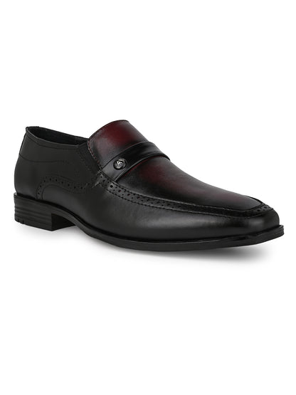 Alberto Torresi Genuine Leather Black-Bordo Slipon Formal Shoes