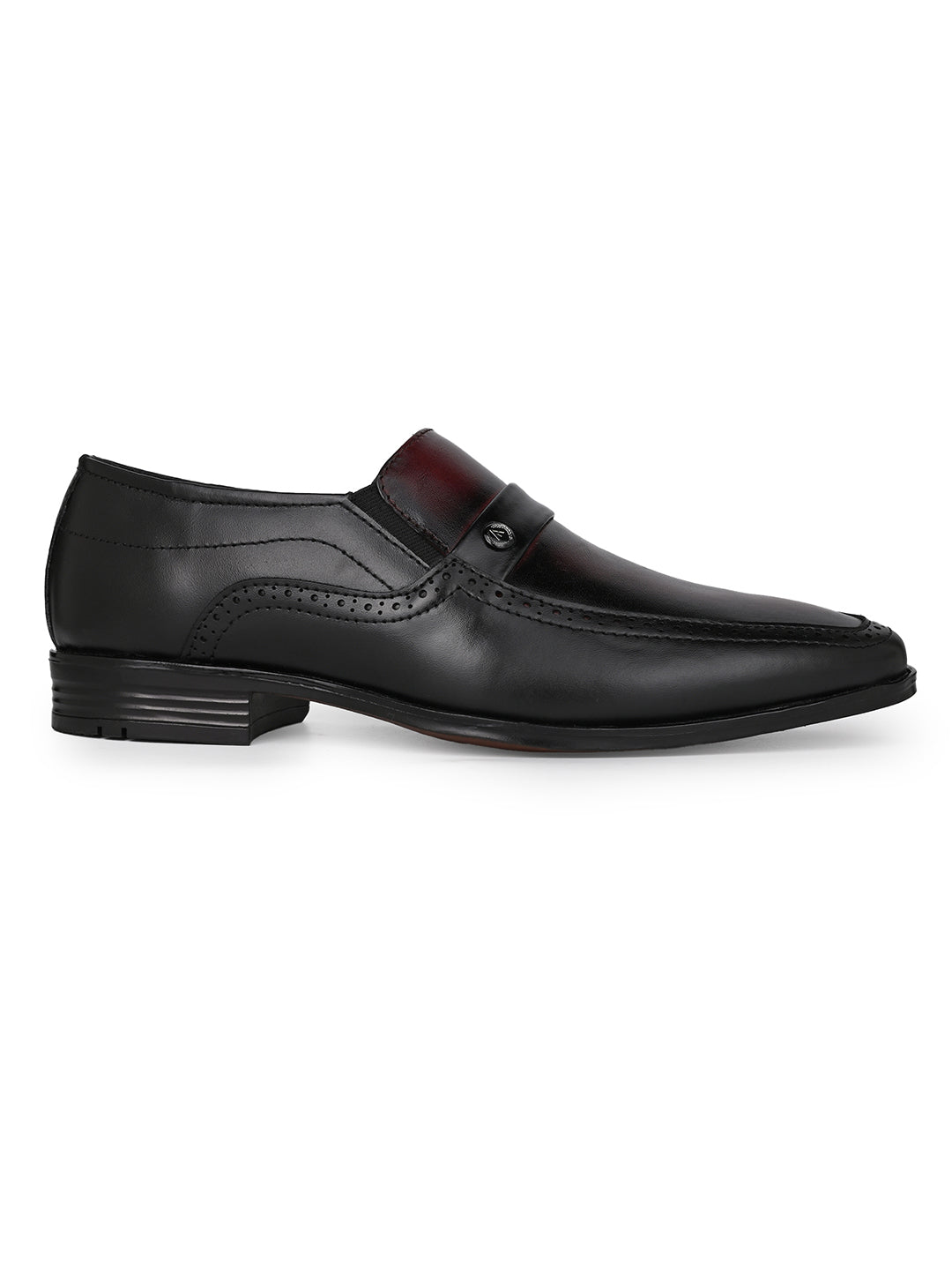 Alberto Torresi Genuine Leather Black-Bordo Slipon Formal Shoes