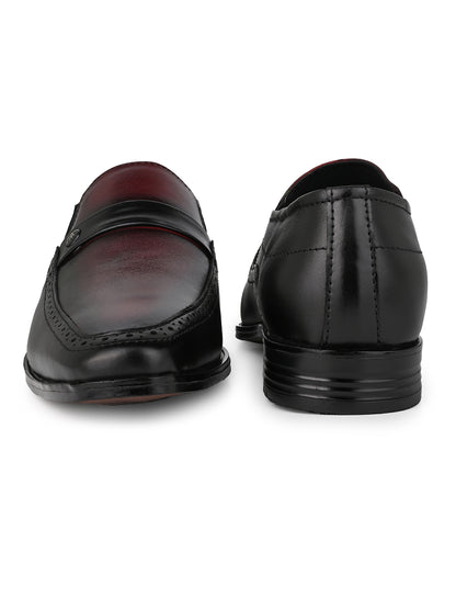 Alberto Torresi Genuine Leather Black-Bordo Slipon Formal Shoes