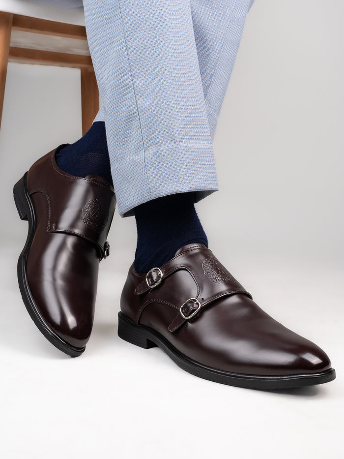 Toro Brown Monk Strap Shoes for Men - Dress Shoes for Casual & Party Wear