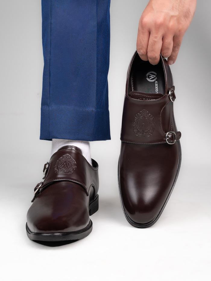 Toro Brown Monk Strap Shoes for Men - Dress Shoes for Casual & Party Wear