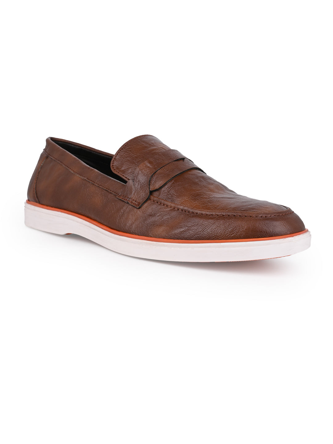 Textured Penny Semi Formal Loafer with Dual-Color TPR Sole With Sneaker Padded Comfort Footbed