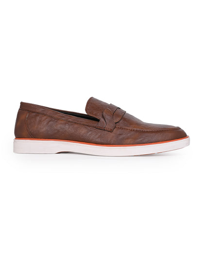 Textured Penny Semi Formal Loafer with Dual-Color TPR Sole With Sneaker Padded Comfort Footbed