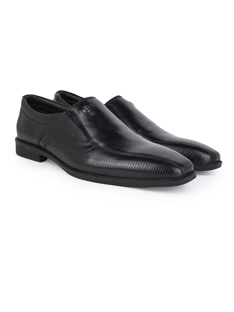Alberto Torresi Hungary Series Black Leather Formal Shoe With Branded Sole