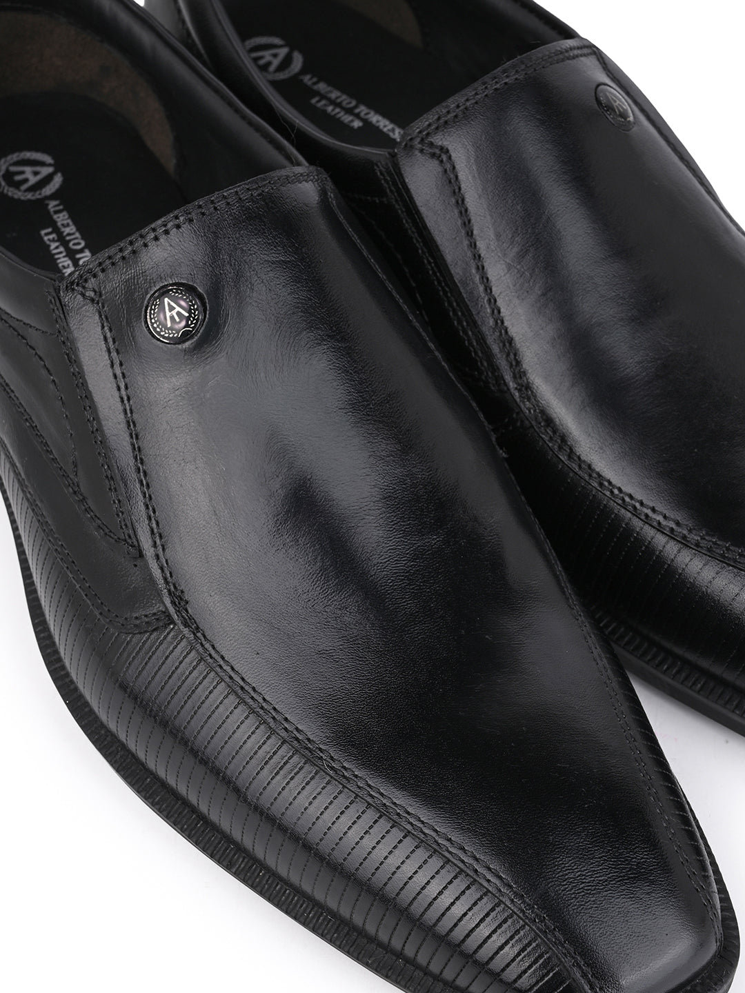 Alberto Torresi Hungary Series Black Leather Formal Shoe With Branded Sole