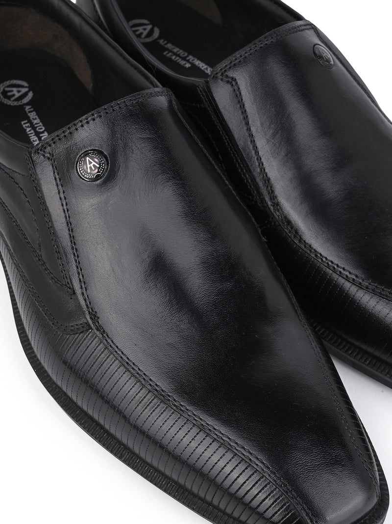 Alberto Torresi Hungary Series Black Leather Formal Shoe With Branded Sole