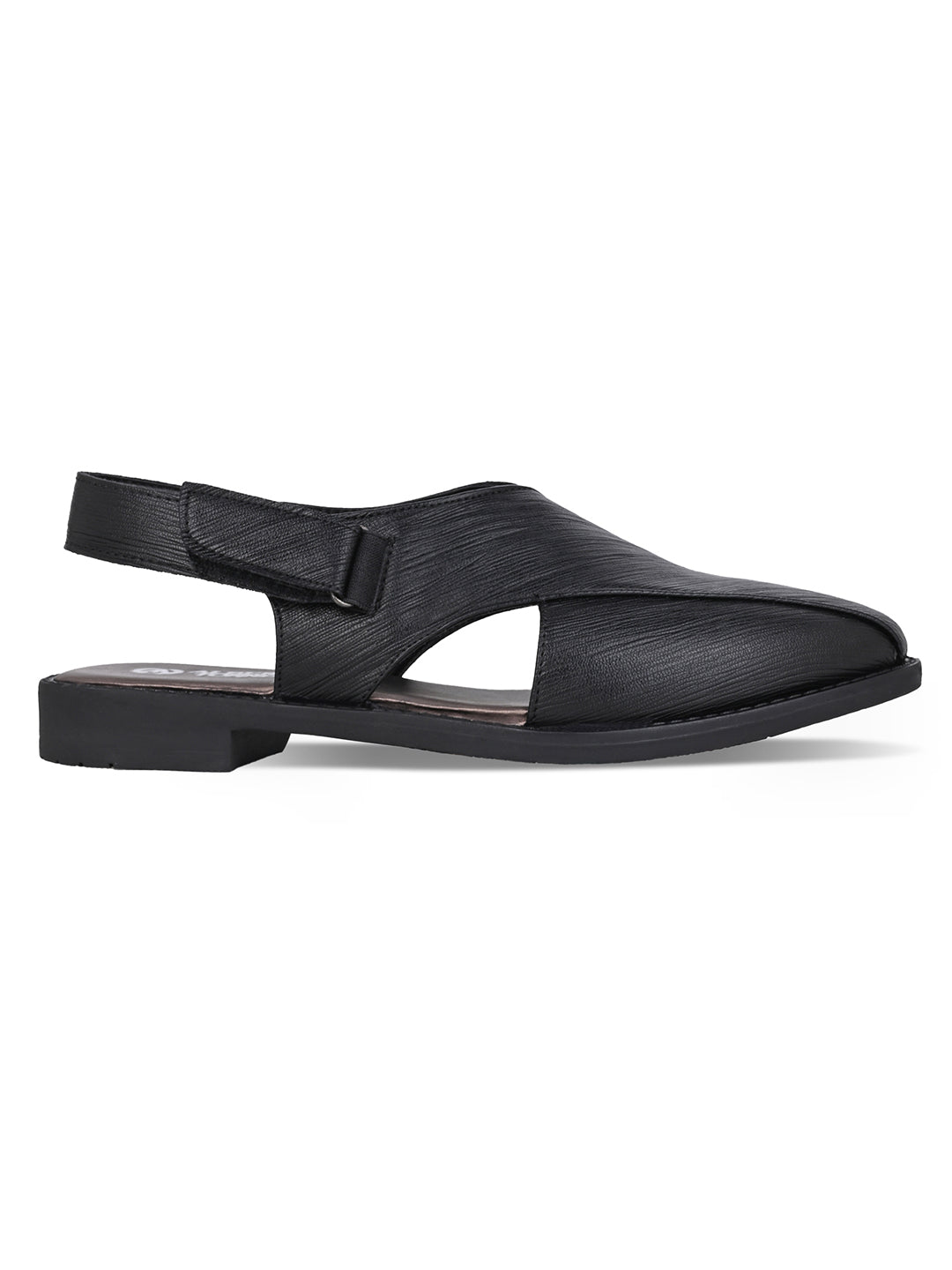 Men Textured Faux Leather Backstrap Peshawari Sandals
