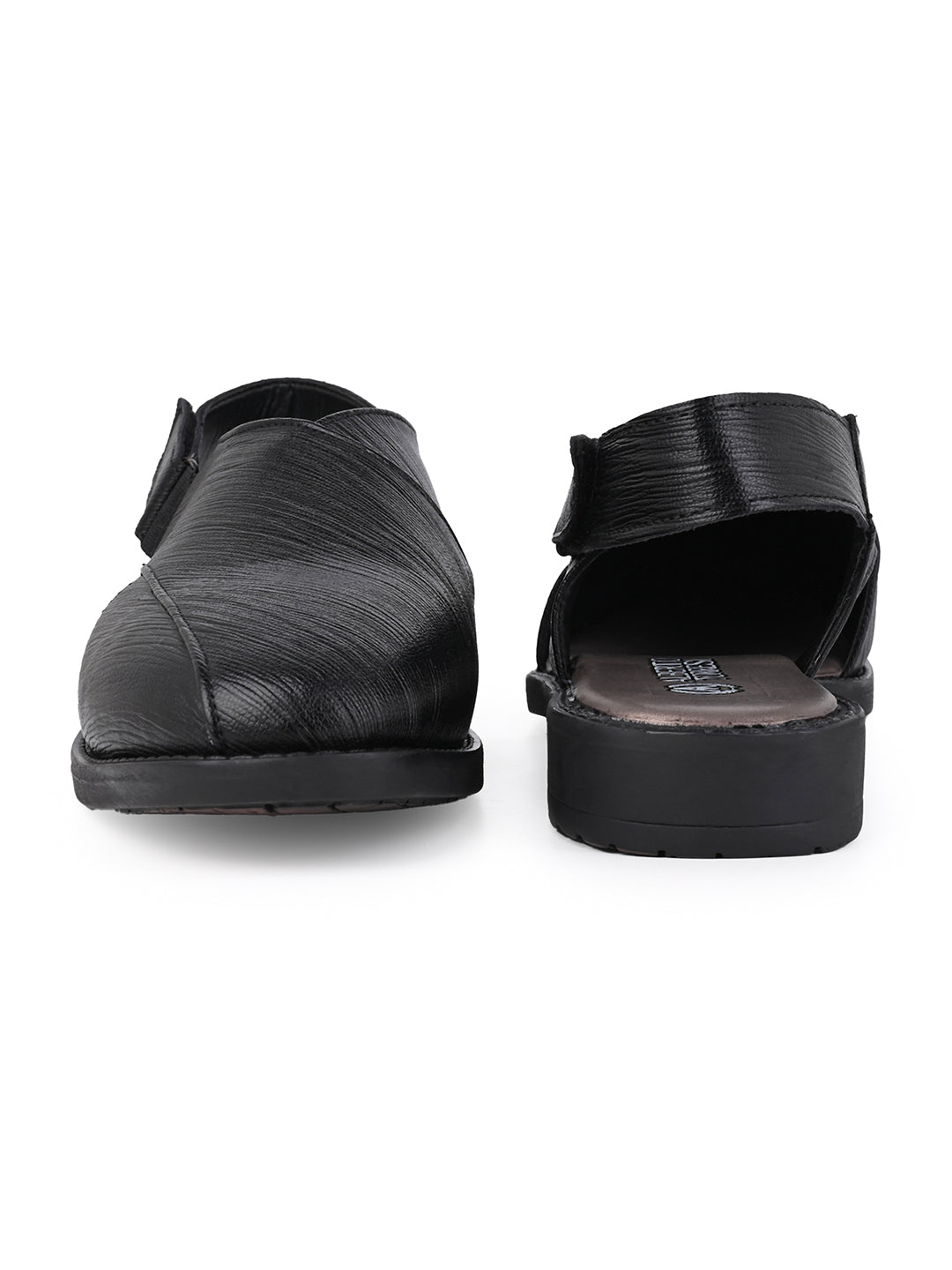 Men Textured Faux Leather Backstrap Peshawari Sandals