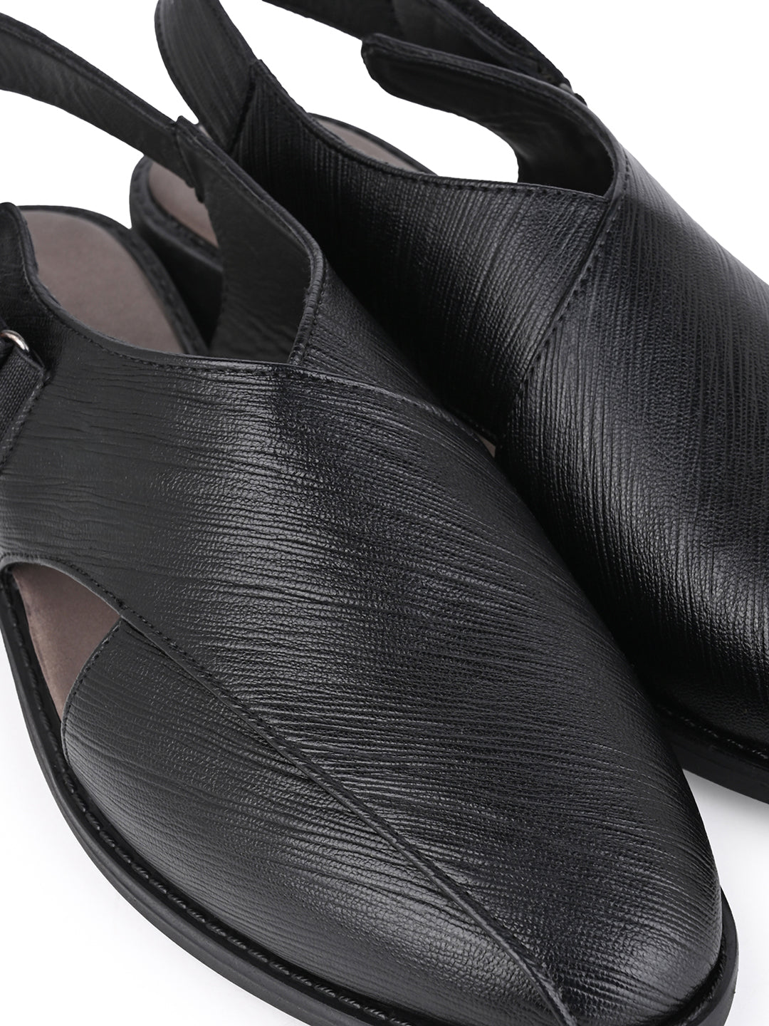 Men Textured Faux Leather Backstrap Peshawari Sandals