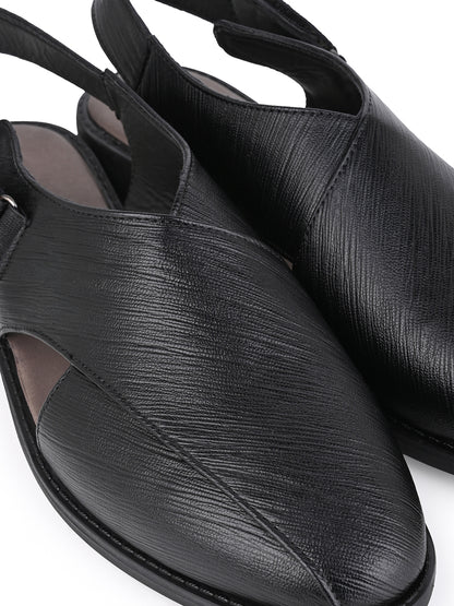 Men Textured Faux Leather Backstrap Peshawari Sandals