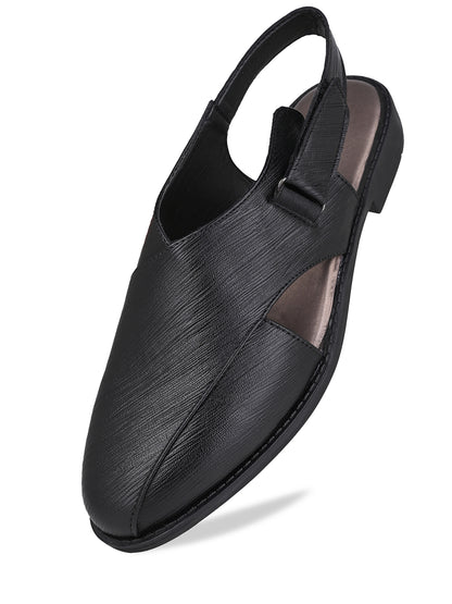 Men Textured Faux Leather Backstrap Peshawari Sandals