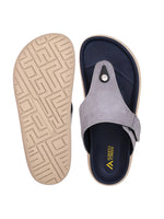 Varello Grey T-Strap Slippers for Men - Adjustable Comfort Slippers for Casual & Everyday Wear