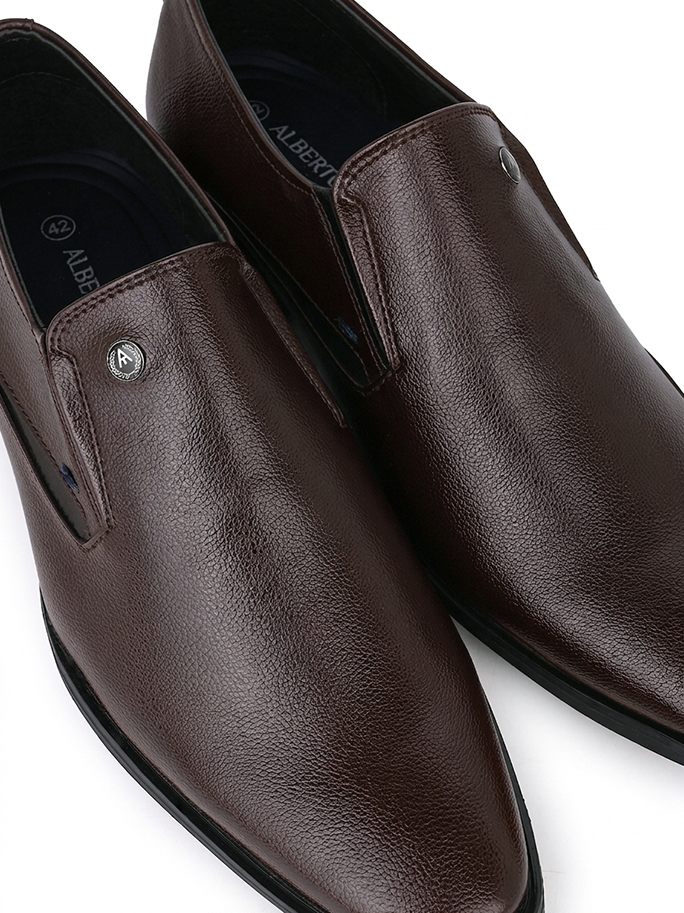 Alberto Torresi Fox leather Brown Slip On Formal Shoes